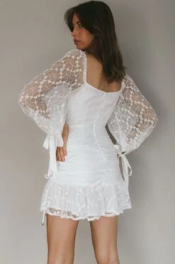 With Love Long Sleeve Lace Mini Dress White -Trend Whisper ME0028D01 20WHITE 3