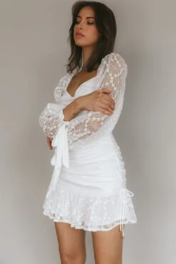 With Love Long Sleeve Lace Mini Dress White -Trend Whisper ME0028D01 20WHITE 7