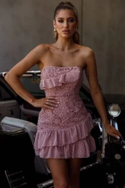 Monte Carlo Strapless Ruffle Dress Blush -Trend Whisper QS17181BC01 20BLUSH 5