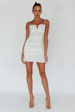Olika Ruched Lace Mini Dress White -Trend Whisper SL2616HD 20WHITE 2