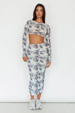 Blue Moons Ruched Midi Skirt Indigo Denim -Trend Whisper SLC3328 S 20INDIGO 20DENIM 2