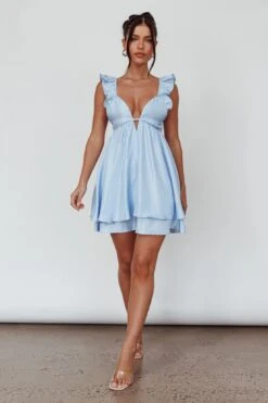 Siren Song Frill Strap Mini Dress Sky -Trend Whisper SLCD11933 20SKY 5