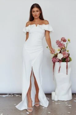 Gardena Off-Shoulder Maxi Dress Ivory -Trend Whisper SLIDM8836AP 20IVORY 2