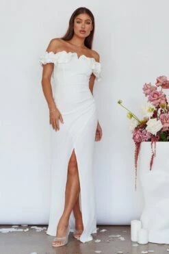 Gardena Off-Shoulder Maxi Dress Ivory -Trend Whisper SLIDM8836AP 20IVORY 6