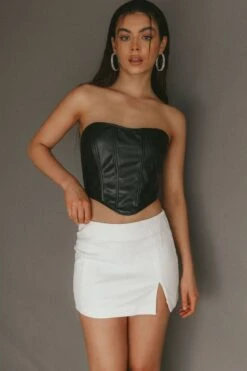 Lucked Out Split Mini Skirt White -Trend Whisper SLJP438 20WHITE 5