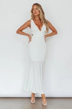 Alethia Cross Back Midi Dress White -Trend Whisper SLLD8255WHITE 4