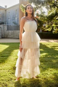 Written In The Stars Layered Tulle Maxi Dress Cream -Trend Whisper SLMD3470 20CREAM 2