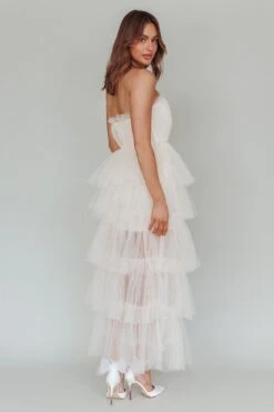 Written In The Stars Layered Tulle Maxi Dress Cream -Trend Whisper SLMD3470 20CREAM 7