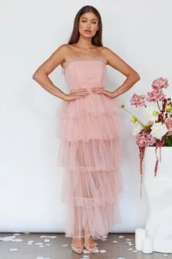 Written In The Stars Layered Tulle Maxi Dress Pink -Trend Whisper SLMD3470 20PINK 4