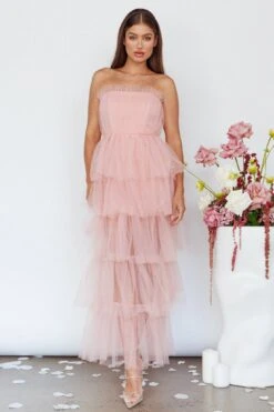 Written In The Stars Layered Tulle Maxi Dress Pink -Trend Whisper SLMD3470 20PINK 5
