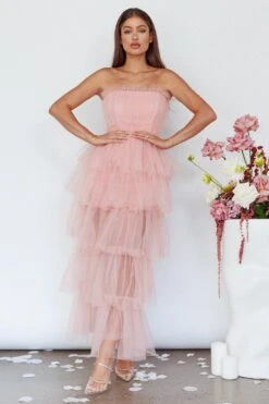 Written In The Stars Layered Tulle Maxi Dress Pink -Trend Whisper SLMD3470 20PINK 6