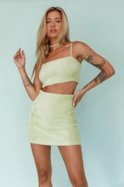 Light Speed Fluffy Mini Skirt Pistachio -Trend Whisper SLS13448 S 20PISTACHIO 2