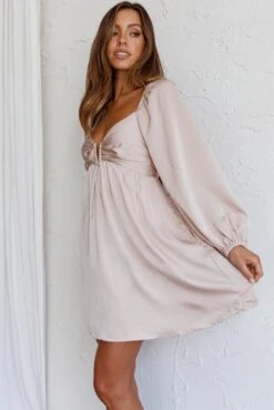 Tansy Long Sleeve Babydoll Dress Beige -Trend Whisper SLS21087 20BEIGE 8