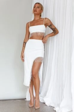 Attention Seeker Diamante Trim Midi Skirt Off White -Trend Whisper SLY22035 20OFF 20WHITE 6