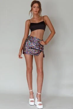 La Nuit Sequin Mini Skirt Multi -Trend Whisper SLY22205 20MULTI 2