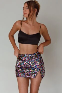 La Nuit Sequin Mini Skirt Multi -Trend Whisper SLY22205 20MULTI 6