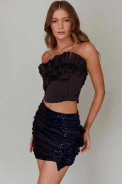 City Night Frill-Trim Mini Skirt Blue -Trend Whisper SLY22282 20BLUE 4