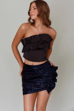 City Night Frill-Trim Mini Skirt Blue -Trend Whisper SLY22282 20BLUE 5