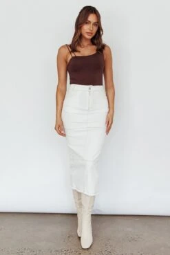 Thalia Pocket Midi Skirt White -Trend Whisper SN0123D01 20WHITE 2