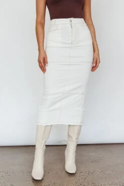 Thalia Pocket Midi Skirt White -Trend Whisper SN0123D01 20WHITE 4