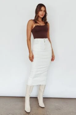 Thalia Pocket Midi Skirt White -Trend Whisper SN0123D01 20WHITE 5