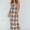 Lavara Halterneck Midi Dress Floral Chocolate