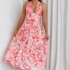 Bondi Keyhole Bust Maxi Dress Floral Pink