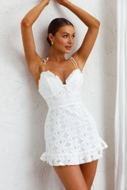 Kenzie Tied Shoulder Lace Dress White -Trend Whisper SR0389J01 20WHITE 8