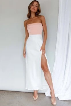 Everlee Strapless Split Midi Dress Peach -Trend Whisper SR0767J 20PEACH 7