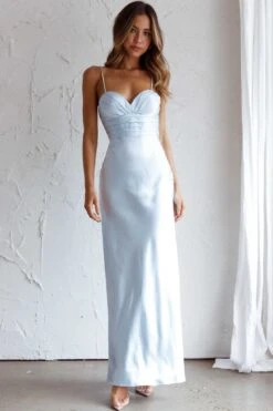 Azara Pintuck Bodice Maxi Dress Steel Blue -Trend Whisper SR0792J 20STEEL 20BLUE 6