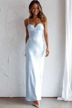 Azara Pintuck Bodice Maxi Dress Steel Blue -Trend Whisper SR0792J 20STEEL 20BLUE 8