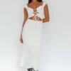 Iconic Cut-Out Bodice Midi Dress Cream