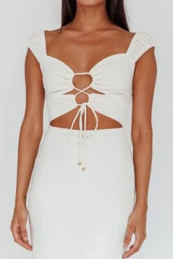 Iconic Cut-Out Bodice Midi Dress Cream -Trend Whisper SR0816J 20CREAM 4