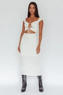 Iconic Cut-Out Bodice Midi Dress Cream -Trend Whisper SR0816J 20CREAM 5