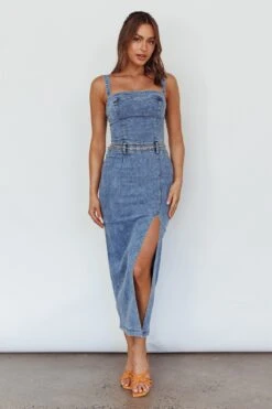 Onyx Thigh Split Midi Dress Denim 13 Onyx Thigh Split Midi Dress Denim -Trend Whisper SR0845J 20DENIM 6