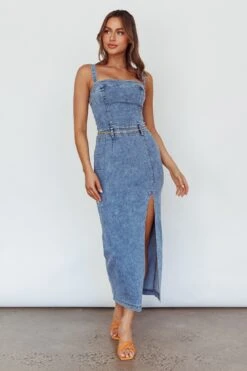 Onyx Thigh Split Midi Dress Denim 15 Onyx Thigh Split Midi Dress Denim -Trend Whisper SR0845J 20DENIM 8