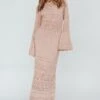 Gail Long Sleeve Crochet Maxi Dress Blush