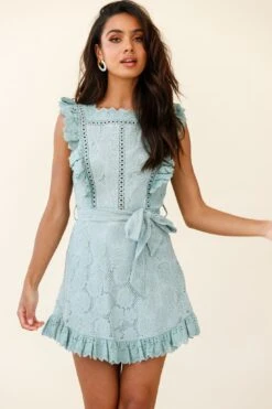 Prairie Crochet Frill Dress Sage -Trend Whisper ST1572B SAGE 5
