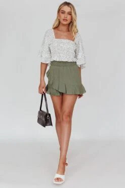 You Got It Tied Ruffle Skort Olive -Trend Whisper ST2095D S 20OLIVE 2