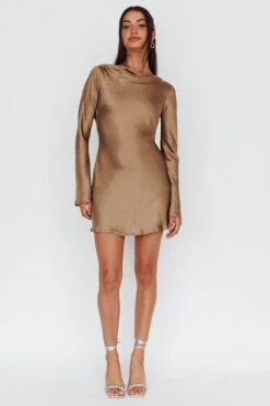 Thank Me Later Long Sleeve Diamante Rope Dress Olive -Trend Whisper ST2278B07 20OLIVE 2