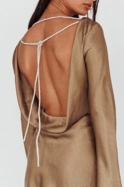 Thank Me Later Long Sleeve Diamante Rope Dress Olive -Trend Whisper ST2278B07 20OLIVE 4