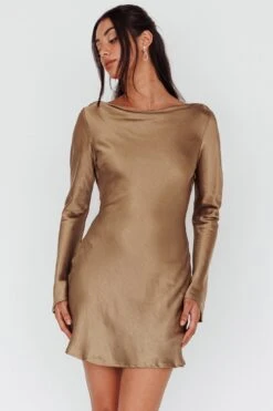 Thank Me Later Long Sleeve Diamante Rope Dress Olive -Trend Whisper ST2278B07 20OLIVE 5