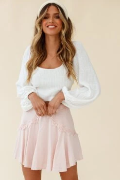 Wildflower Tassel Trim A-line Skirt Pink 9 Wildflower Tassel Trim A-line Skirt Pink -Trend Whisper ST2408D PINK 3