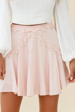 Wildflower Tassel Trim A-line Skirt Pink 11 Wildflower Tassel Trim A-line Skirt Pink -Trend Whisper ST2408D PINK 6
