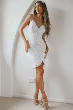 Azusa Asymmetrical Hem Lace Dress White -Trend Whisper ST2670D01 20WHITE 7