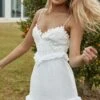Jamila Floral Lace Bodice Frill Detail Mini Dress White