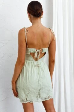 Lovers Lane Lace Trim Tied Strap Dress Avocado -Trend Whisper ST2778D02 20AVOCADO 7