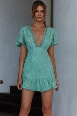 Summer Wine Flutter Sleeve Lace Dress Sage 13 Summer Wine Flutter Sleeve Lace Dress Sage -Trend Whisper ST2936B 20SAGE 6