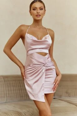 Miami Nights Cowl Neckline Twist Feature Mini Dress Blush -Trend Whisper ST2952B05 20BLUSH 7