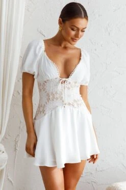 Mielle Lace Bodice Mini Dress White -Trend Whisper ST3126D 20WHITE 4